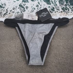 💥NEW💥 EVIL TWIN - Large Gray & Black Bikini Bottom